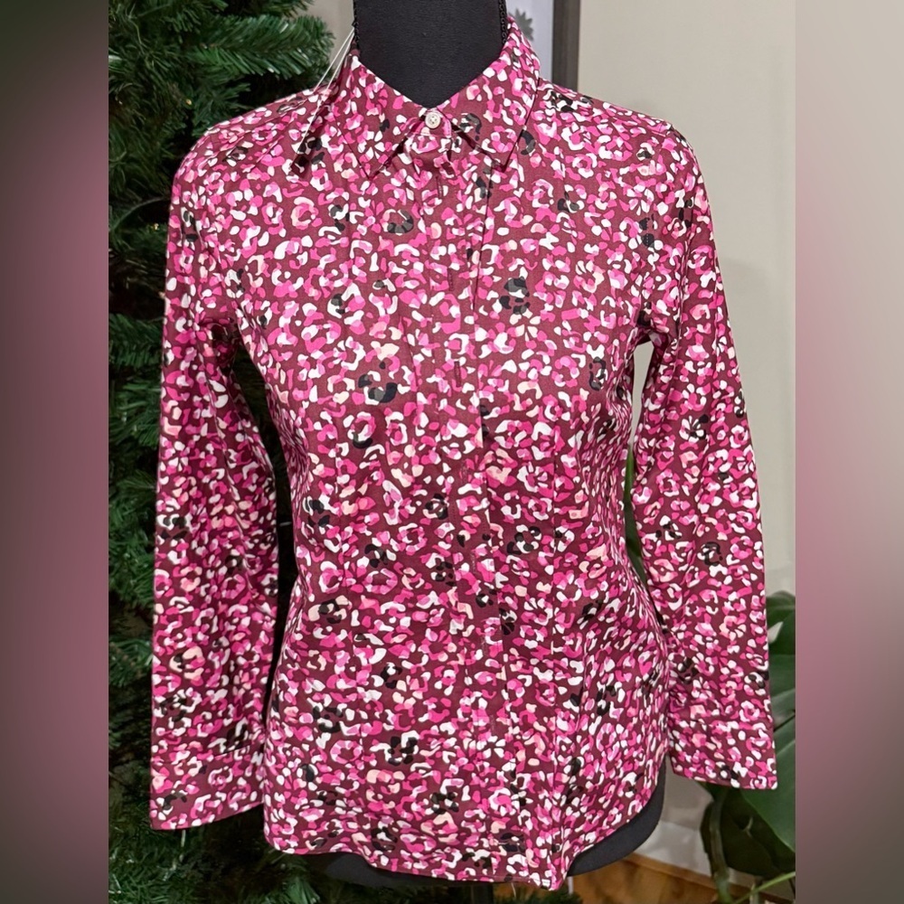 NWT Talbots Pink Patterned Button-Down Blouse